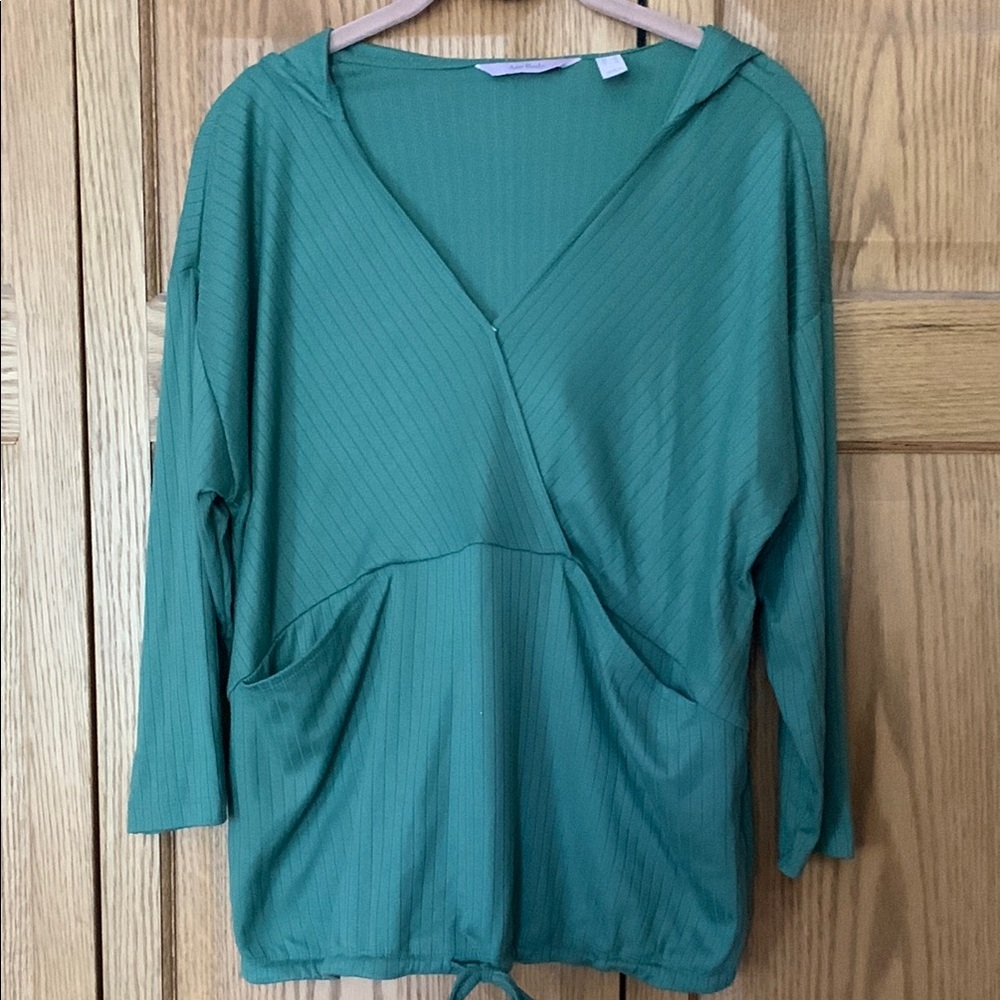 AnyBody Green Wrap Tunic Blouse